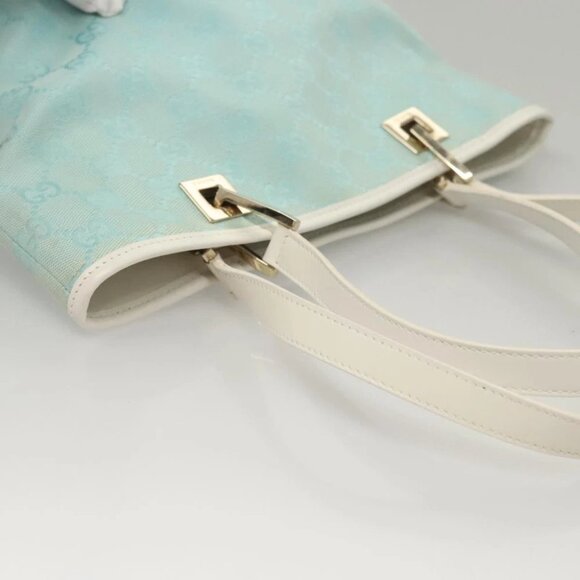 GUCCI GG Canvas Tote Bag Light Blue Gold 002 1099 Auth BA1517 - Picture 13 of 16